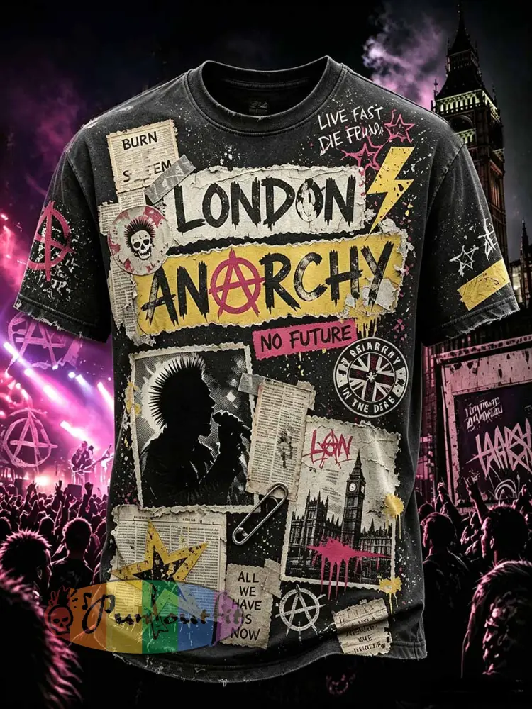 Men’s Punk Rock Skull Print T-Shirt - As picture · S
