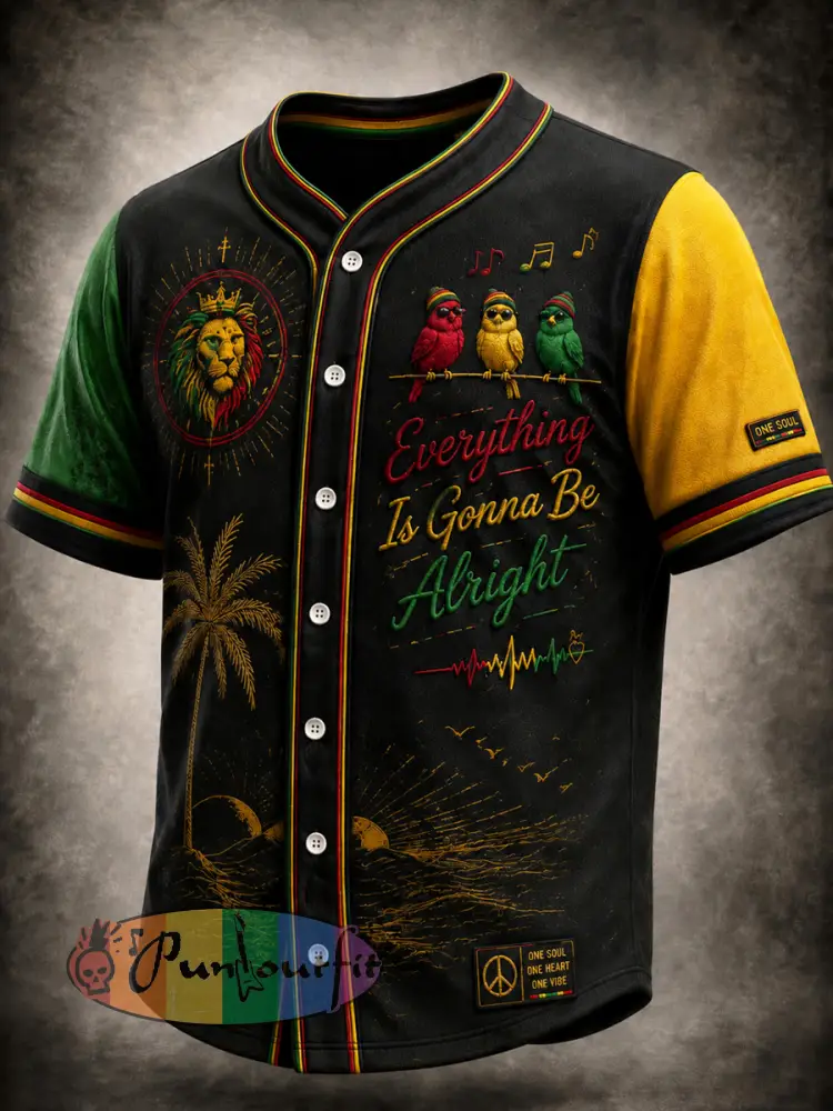 Retro Reggae Lion Patchwork Casual Shirt - As picture · S
