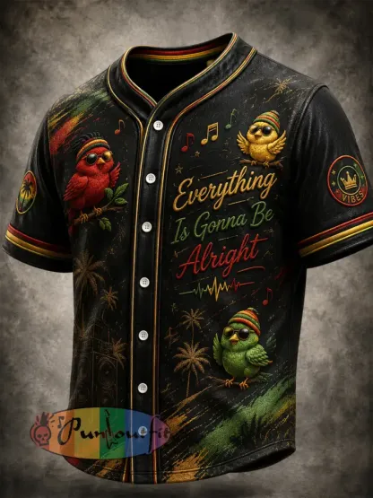 Retro Reggae “Three Little Birds” Casual Shirt - As picture · S