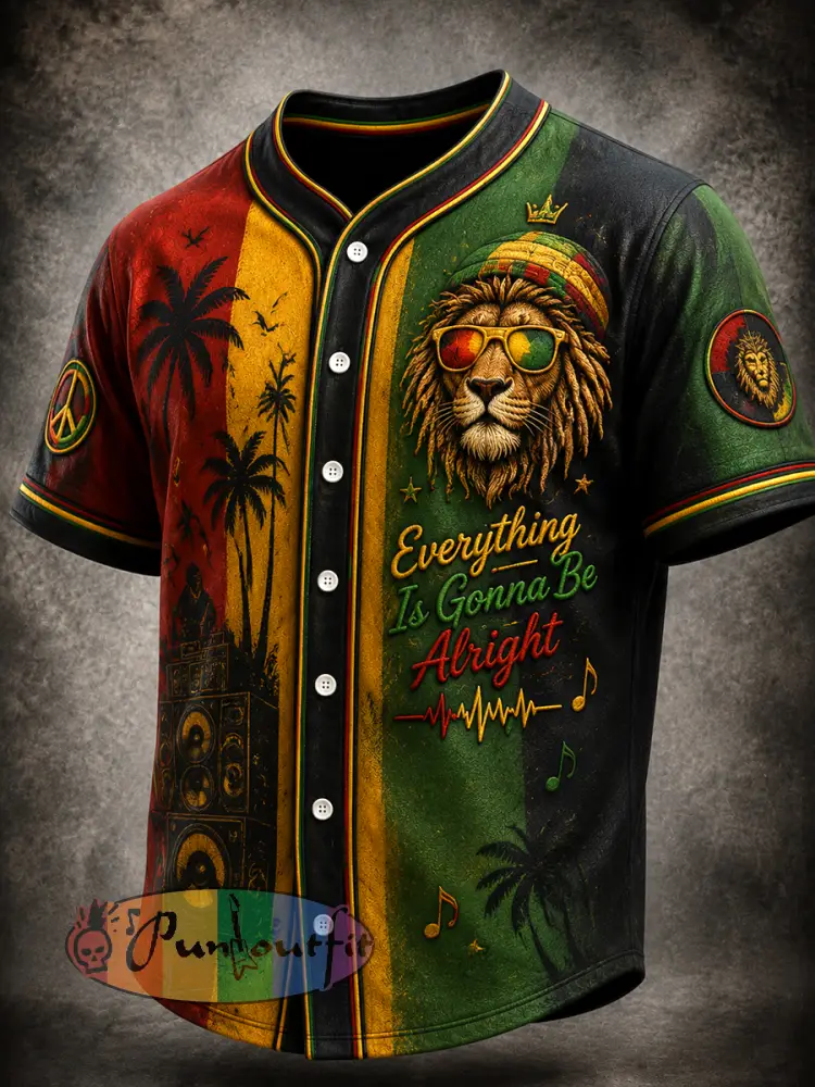 Retro Reggae Lion-Striped Casual Shirt - As picture · S