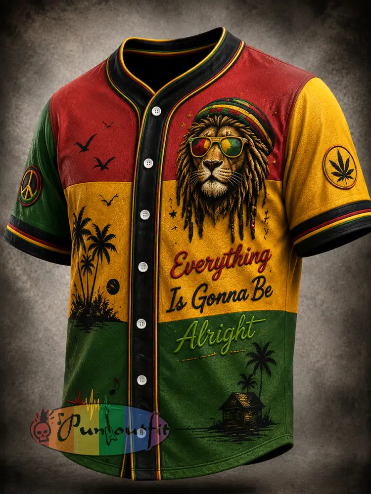 Retro Reggae Music Lover’s Lion Casual Shirt - As picture · S