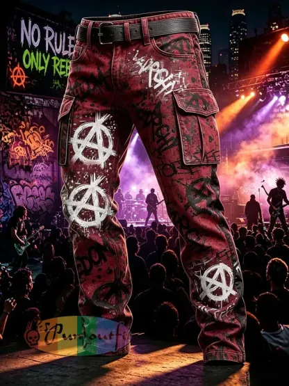 Men’s Punk Rock Skull Print Pants - As picture · S