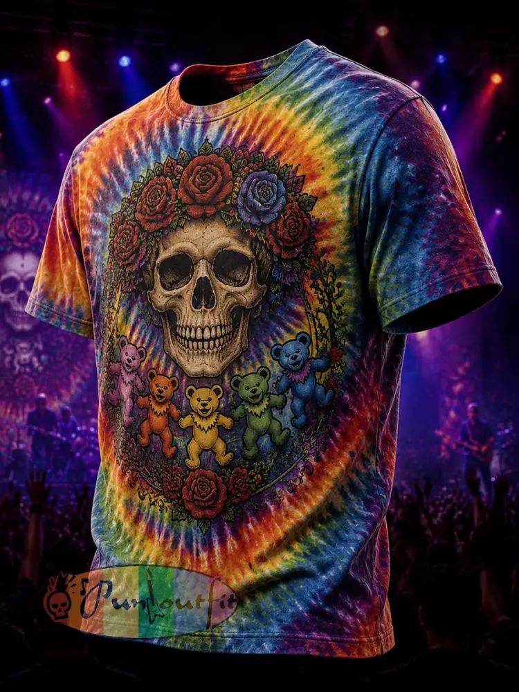 Men’s Psychedelic Rock Grateful Dead Printed T-Shirt - As picture · S