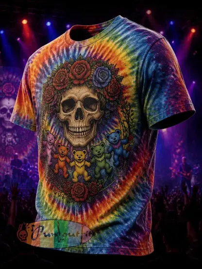 Men’s Psychedelic Rock Grateful Dead Printed T-Shirt - As picture · S