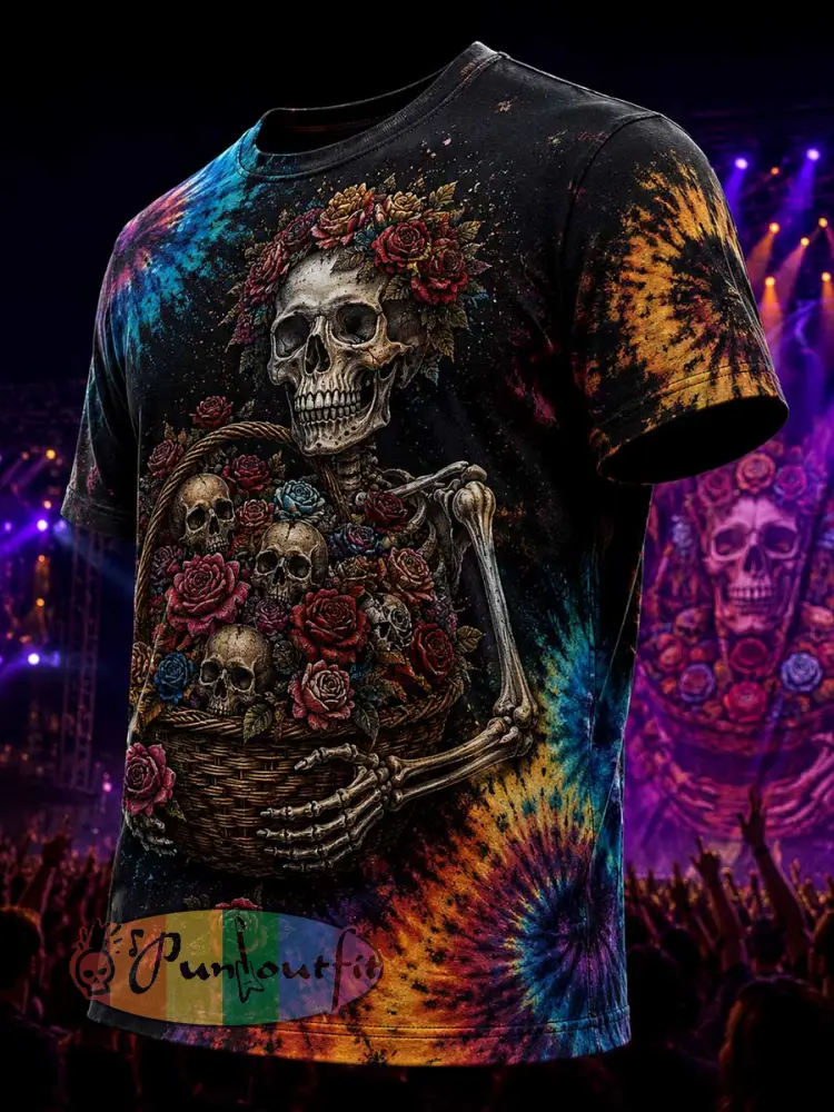 Men’s Psychedelic Rock Grateful Dead Printed T-Shirt - As picture · S