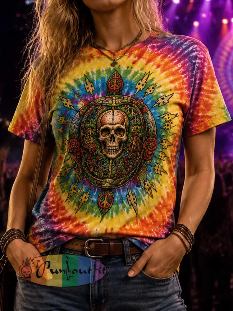 Women’s Psychedelic Rock Grateful Dead Printed T-Shirt - As picture · S
