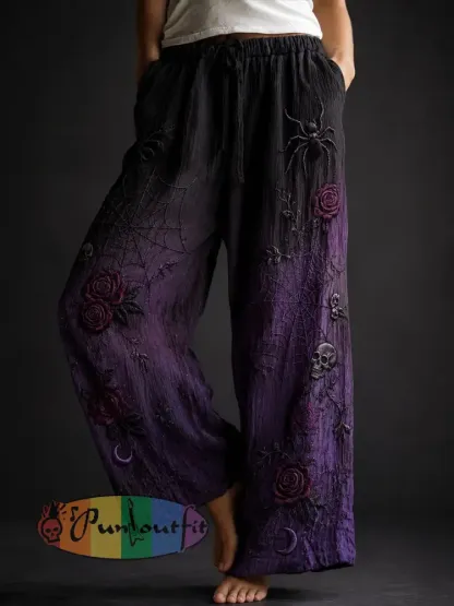 Women’s Gothic Style Cotton Linen Pants - As picture · S
