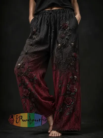 Women’s Gothic Style Cotton Linen Pants - As picture · S