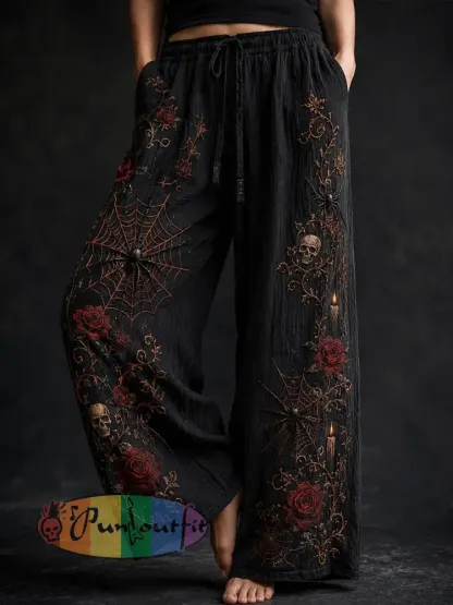 Women’s Gothic Style Cotton Linen Pants - As picture · S