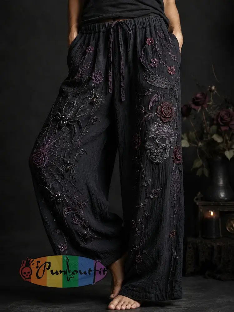 Women’s Gothic Style Cotton Linen Pants - As picture · S