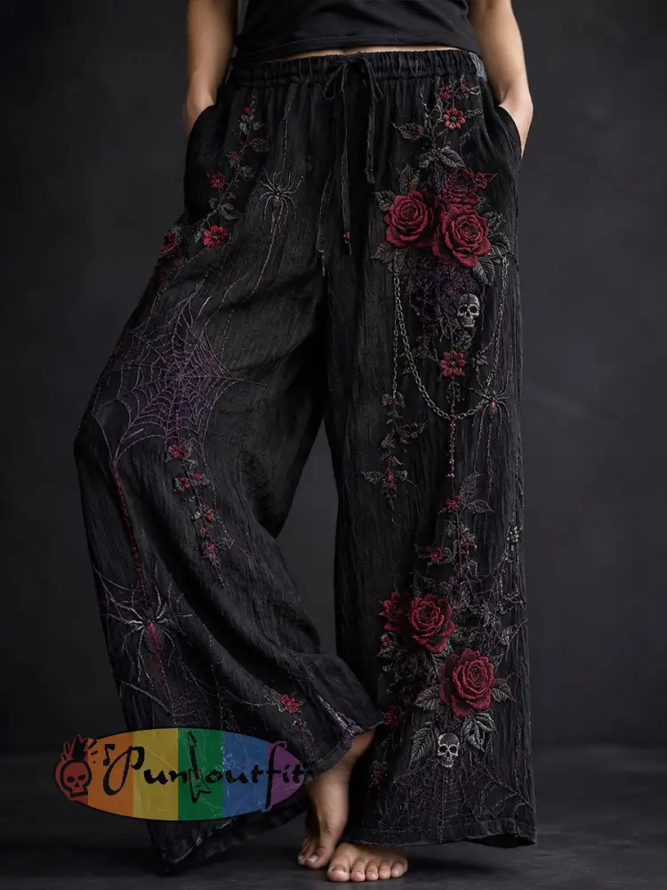 Women’s Gothic Style Cotton Linen Pants - As picture · S