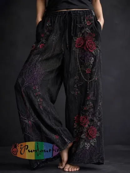 Women’s Gothic Style Cotton Linen Pants - As picture · S