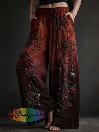 Women’s Gothic Style Cotton Linen Pants - As picture · S