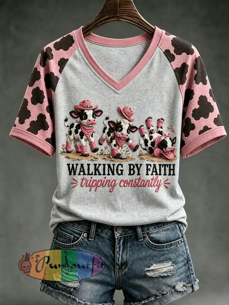 Women’s Walking By Faith Tripping Contantly T-shirt - Light Gray · S