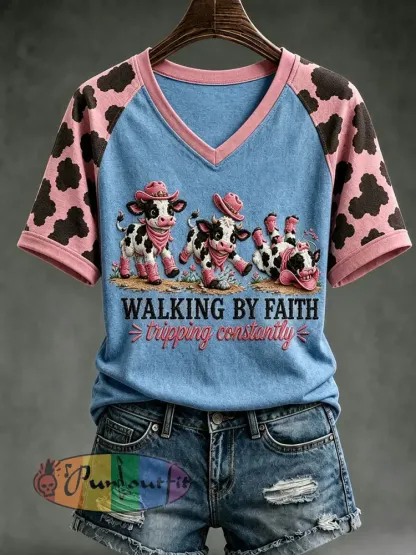 Women’s Walking By Faith Tripping Contantly T-shirt - Blue · S