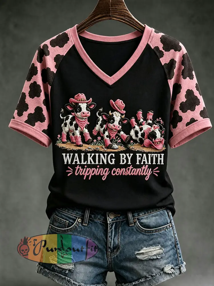 Women’s Walking By Faith Tripping Contantly T-shirt - Black · S