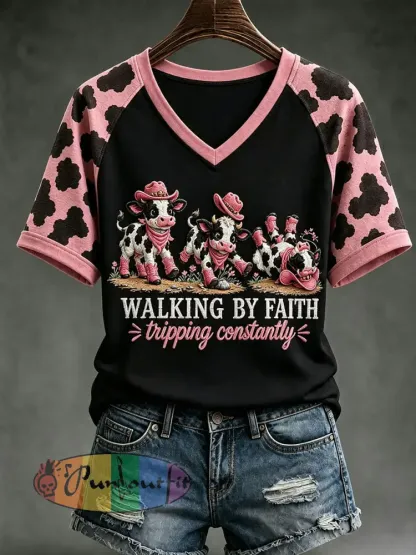 Women’s Walking By Faith Tripping Contantly T-shirt - Black · S