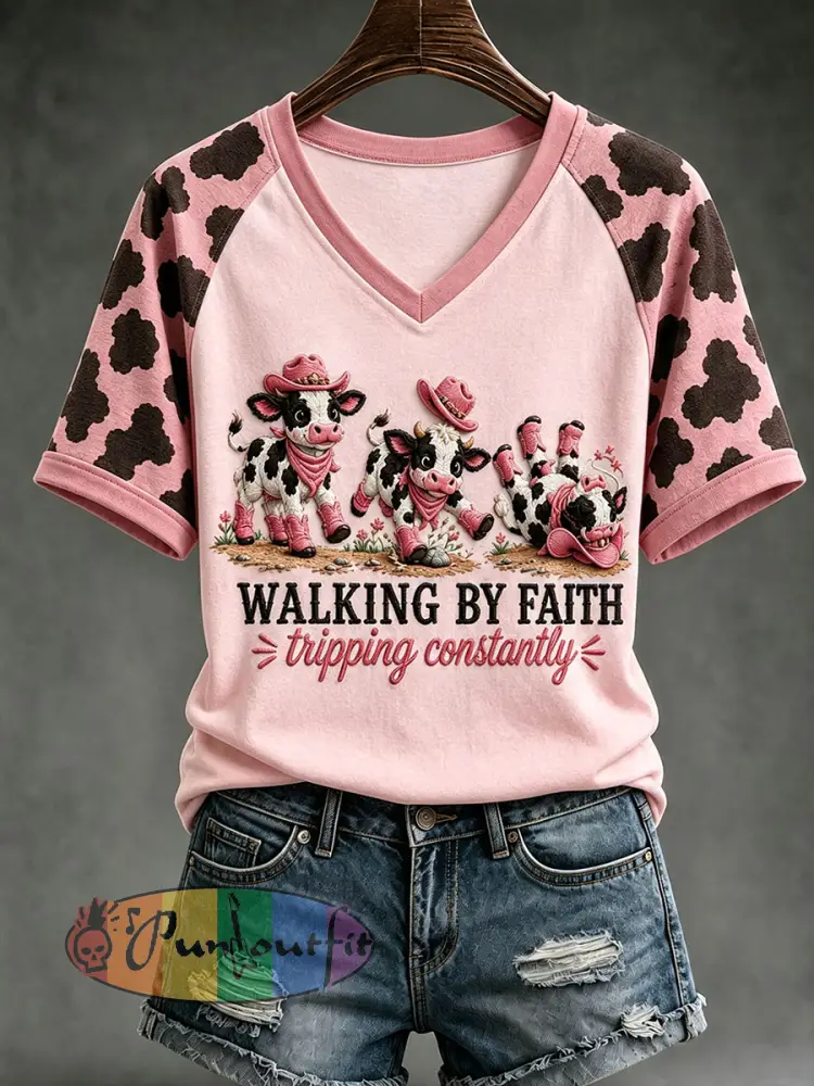 Women’s Walking By Faith Tripping Contantly T-shirt - Light Pink · S