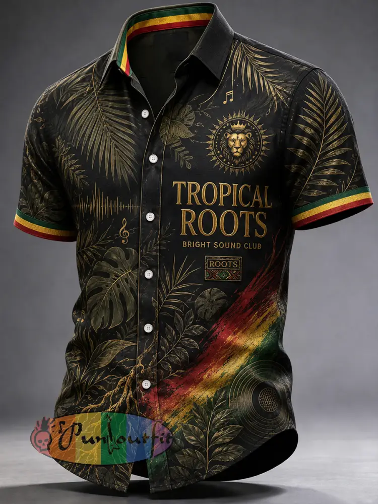 Men’s Reggae Casual Shirt Short Sleeve - A · S