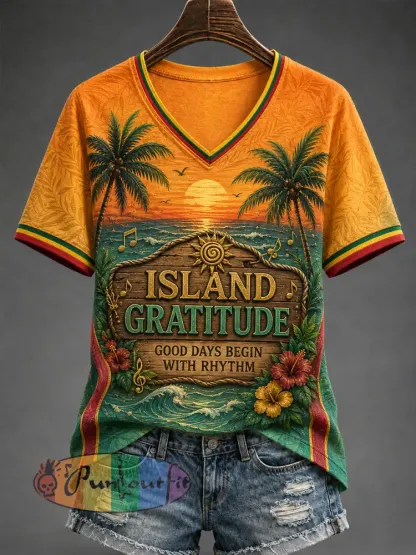 Women’s Reggae V-Neck T-Shirt - A · S