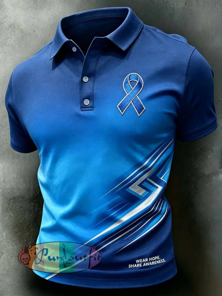 Men‘s Retro Prostate Cancer Awareness Print Casual Polo Shirt - As picture · S