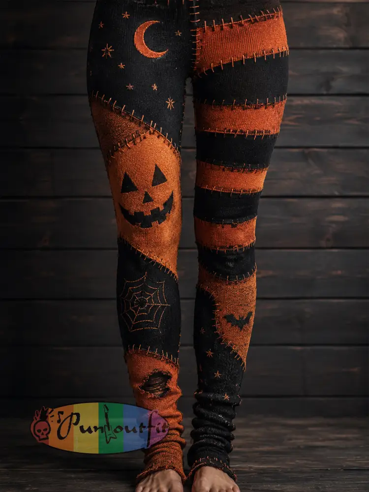 Women’s Halloween-Themed Art Print Leggings - A · S