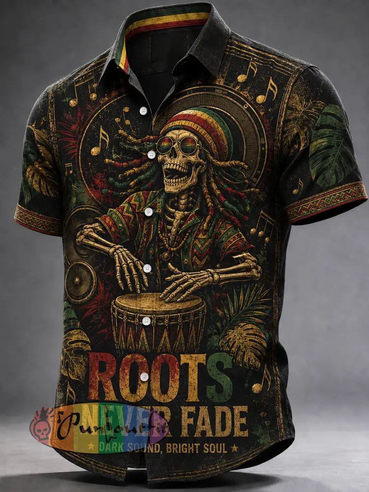 Men’s Reggae Casual Shirt Short Sleeve - A · S