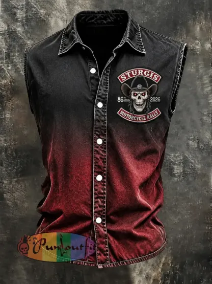 Men’s Motorcycle Rally Printed Sleeveless Shirt - As picture · S