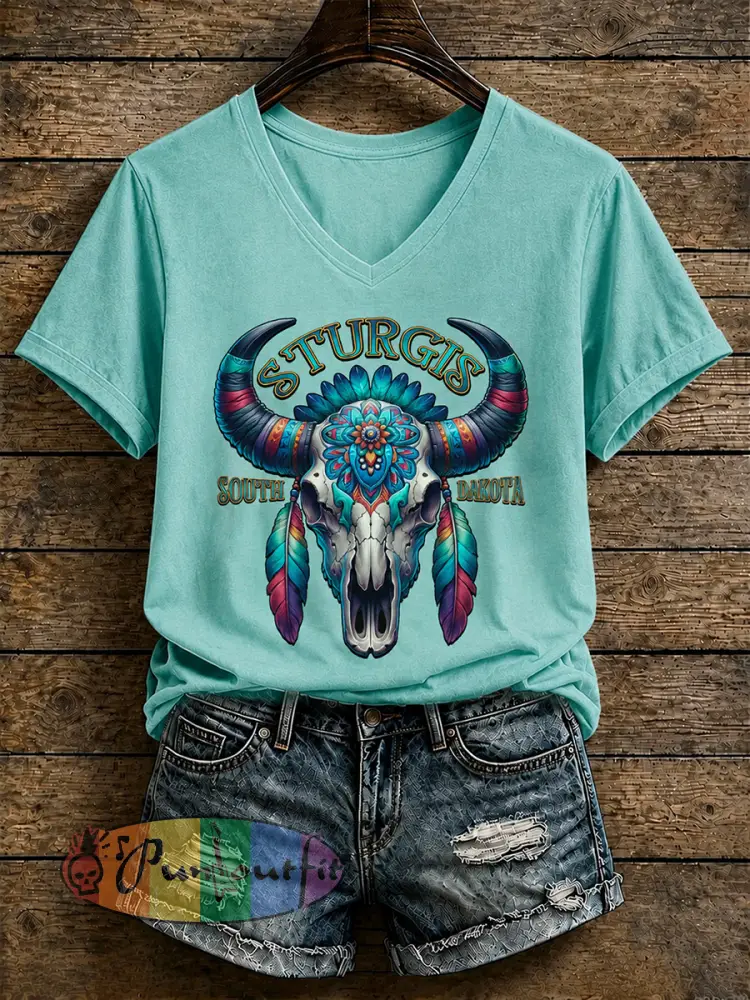 Women’s Motorcycle Rally Printed T-shirt - As picture · S