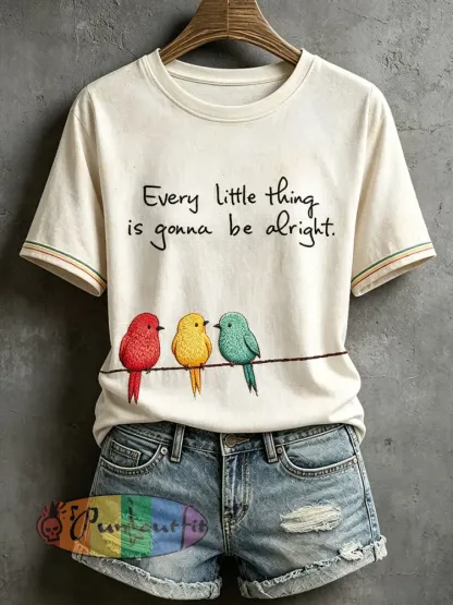 Women’s Every Little Thing Is Gonna Be Alright T-Shirt - Apricot · S