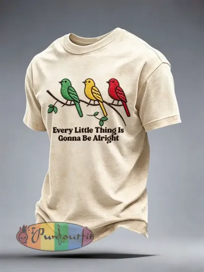 Men’s Every Little Thing Is Gonna Be Alright T-shirt - Apricot · S