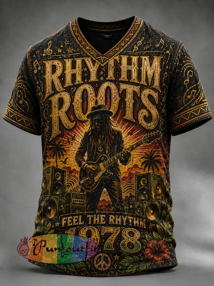 Men’s Reggae V-neck T-shirt - A · S