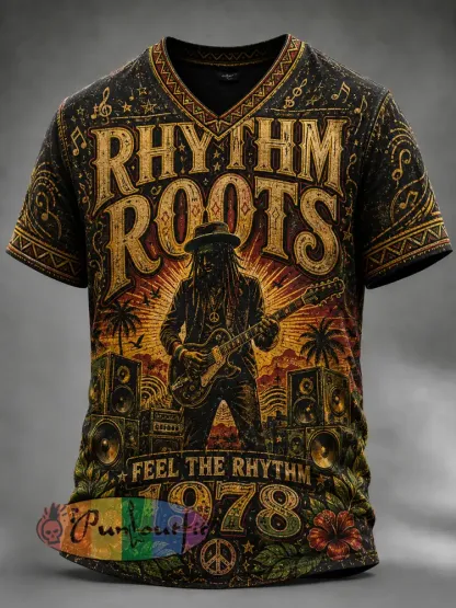Men’s Reggae V-neck T-shirt - A · S