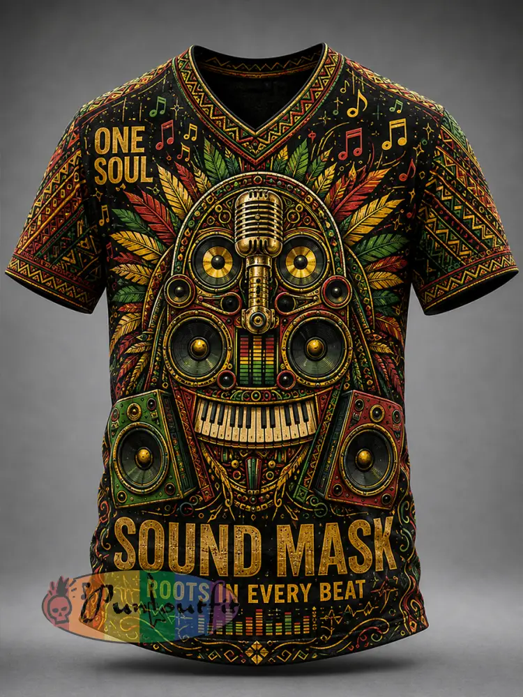 Men’s Reggae V-neck T-shirt - A · S