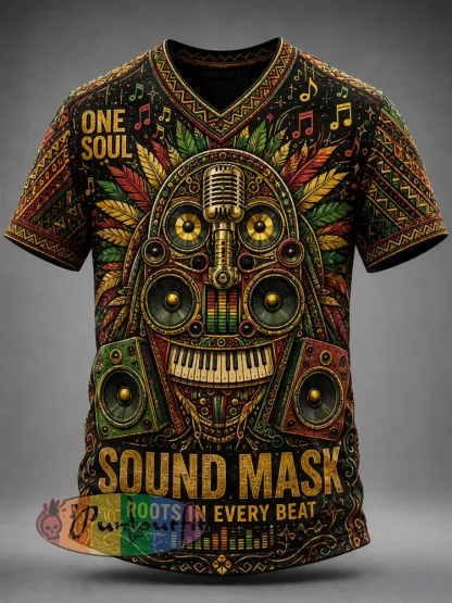 Men’s Reggae V-neck T-shirt - A · S
