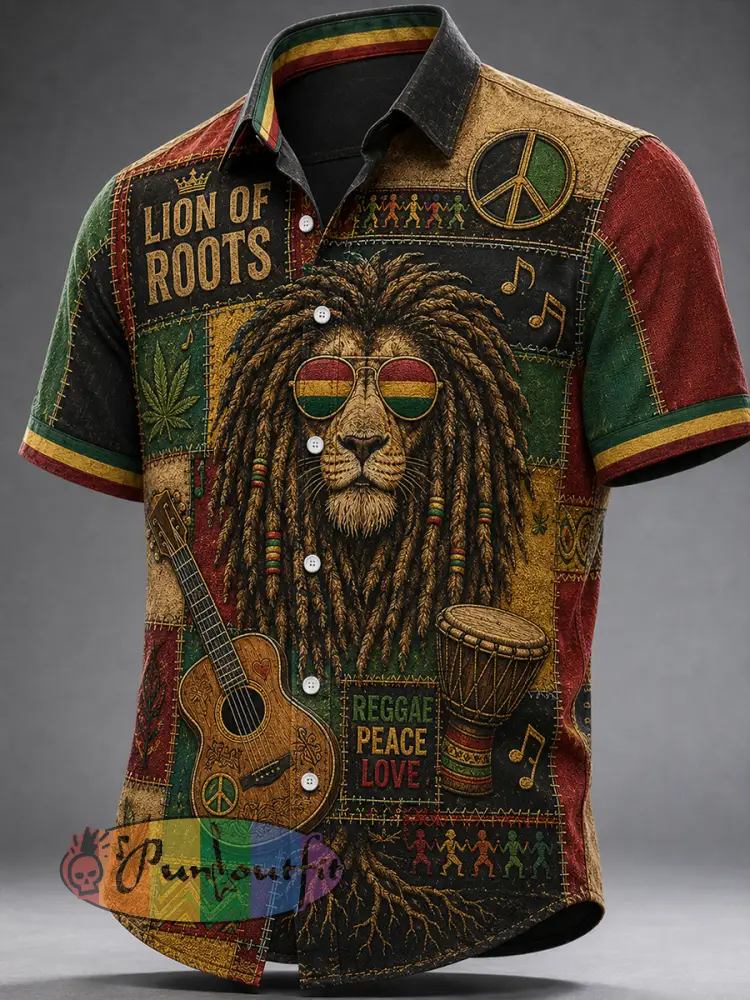 Men’s Reggae Casual Shirt Short Sleeve - A · S