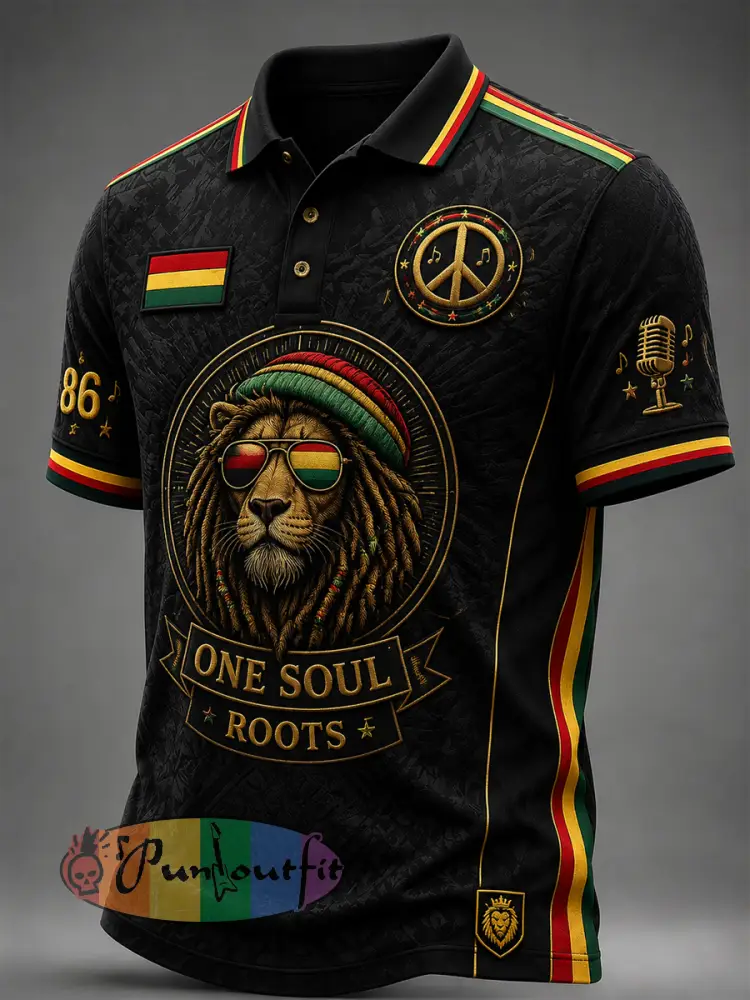 A Classic Polo Shirt for Retro Reggae Music Fans - Black · S