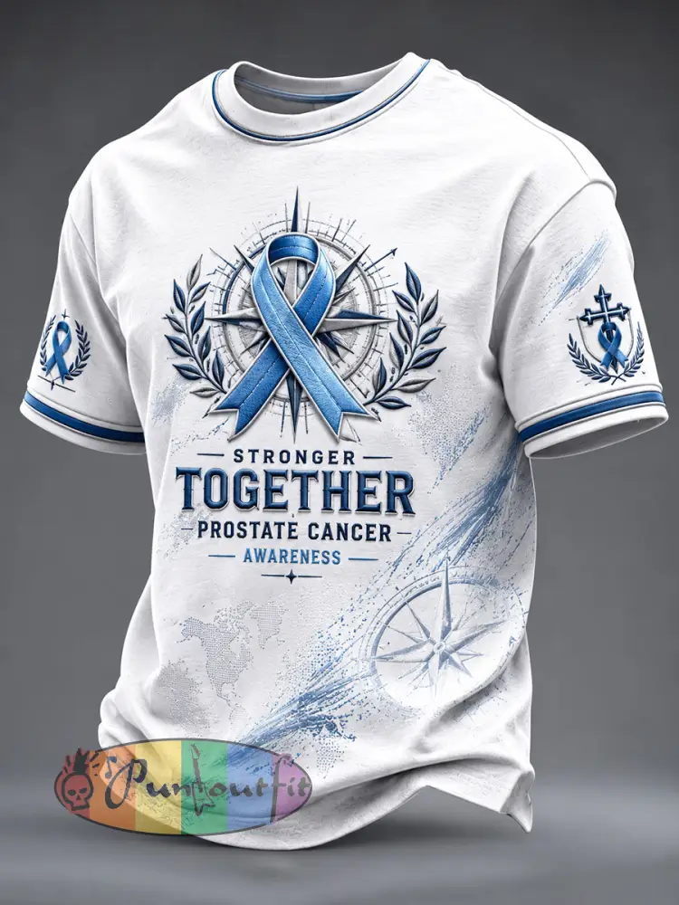Men’s Prostate Cancer Prevention and Control T-shirt - White · S