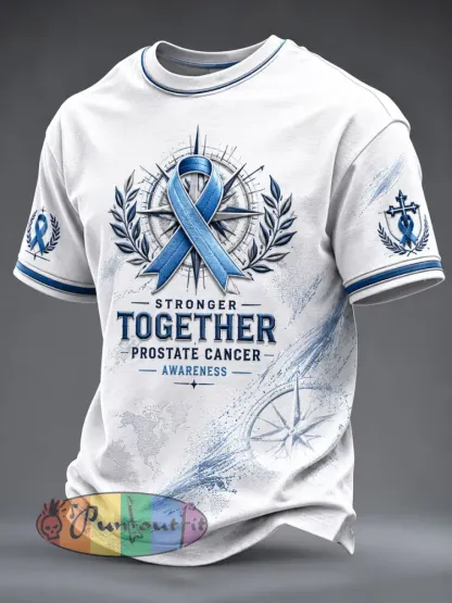 Men’s Prostate Cancer Prevention and Control T-shirt - White · S