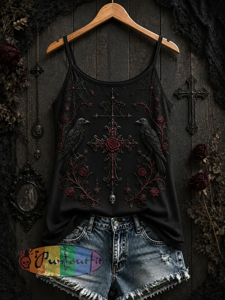 Women’s Gothic Cross Tank Top - Black · S