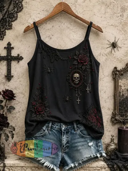 Women’s Gothic Rose Tank Top - Black · S
