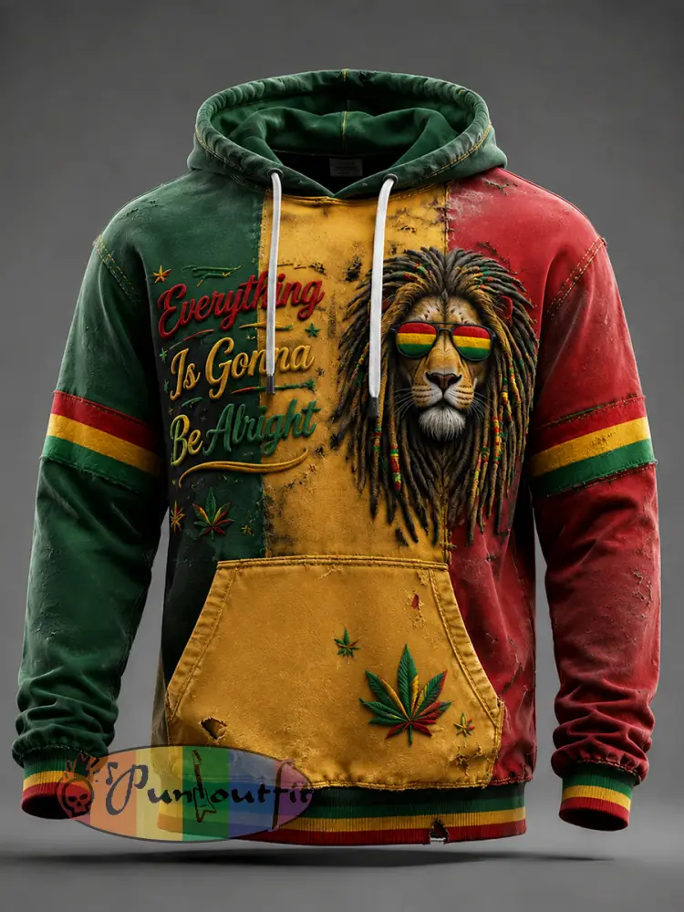 Striped Patchwork Hoodie for Retro Reggae Music Fans - As picture · S