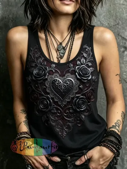 Women’s Gothic Retro Printed Casual Vest - As picture · S