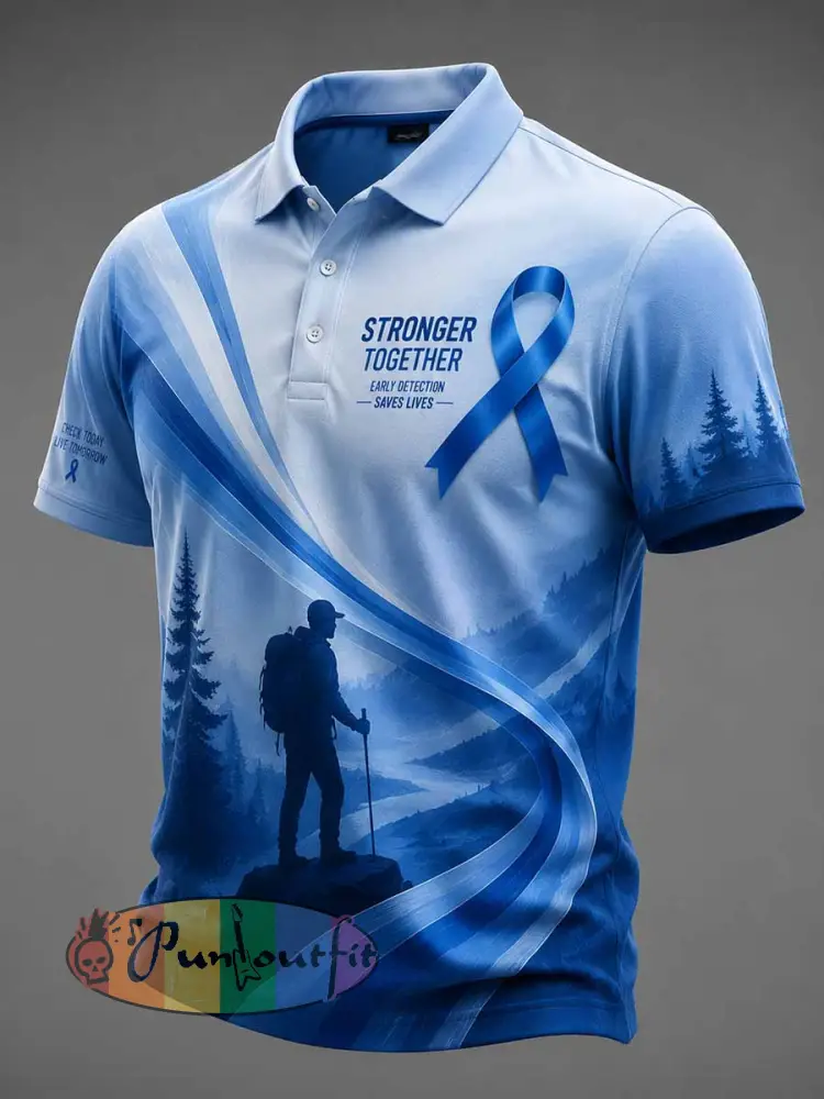Men‘s Retro Prostate Cancer Awareness Print Casual Polo Shirt - As picture · S
