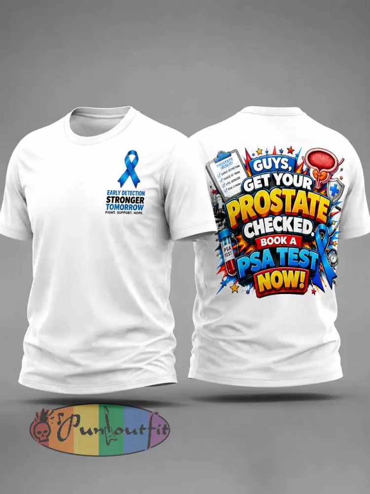 Men’s Funny Prostate Cancer Awareness Pattern T-Shirt - As picture · S