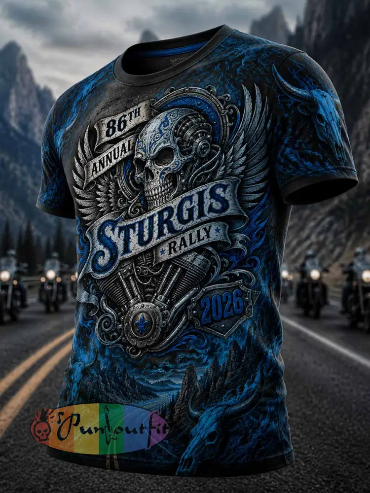Men’s Retro Motorcycle Rally Graphic Print T-Shirt - As picture · S