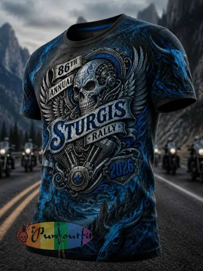 Men’s Retro Motorcycle Rally Graphic Print T-Shirt - As picture · S