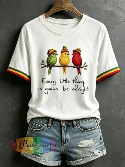 Women’s Every Little Thing Is Gonna Be Alright T-Shirt - White · S