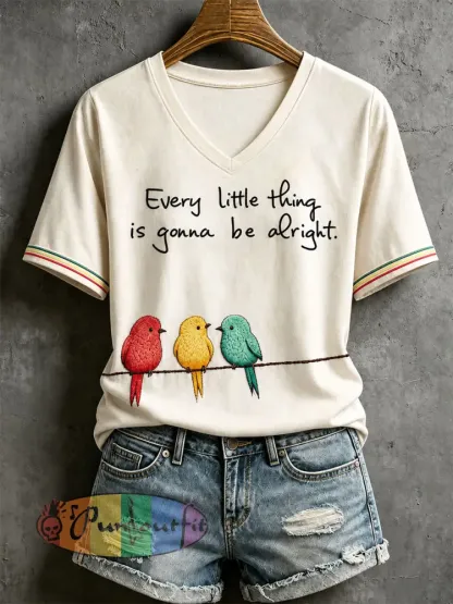 Women’s Every Little Thing Is Gonna Be Alright T-shirt - Apricot · S