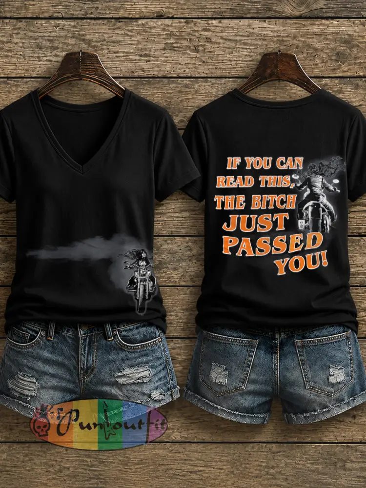 Women’s Motorcycle Rally Printed T-shirt - As picture · S